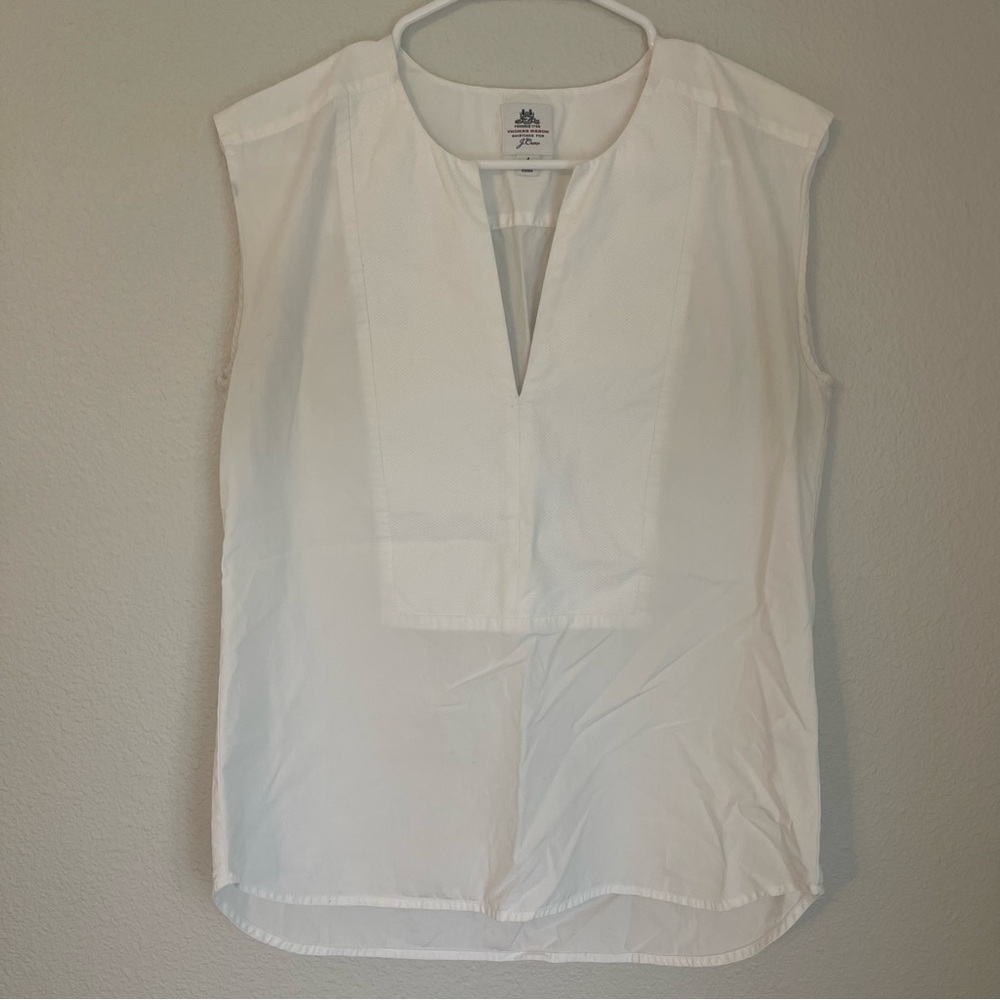 J. Crew Sleeveless White Top size 4 Thomas Mason for J Crew 220